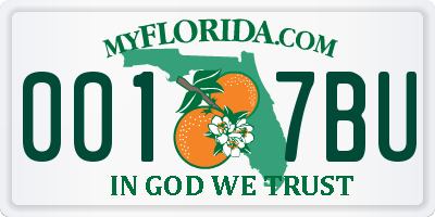 FL license plate 0017BU