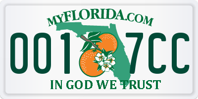 FL license plate 0017CC