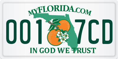 FL license plate 0017CD