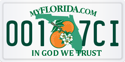 FL license plate 0017CI