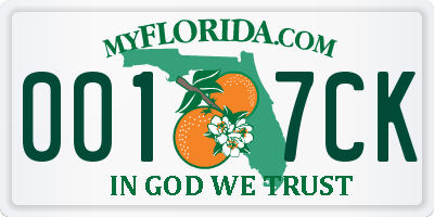 FL license plate 0017CK