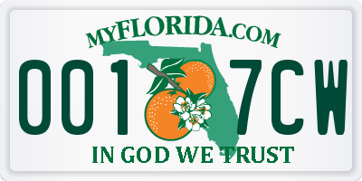 FL license plate 0017CW