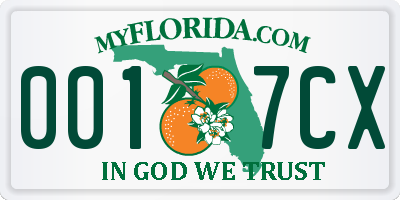 FL license plate 0017CX