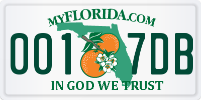 FL license plate 0017DB
