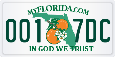FL license plate 0017DC
