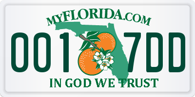 FL license plate 0017DD