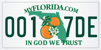 FL license plate 0017DE