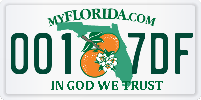 FL license plate 0017DF