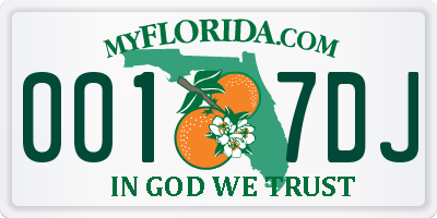 FL license plate 0017DJ