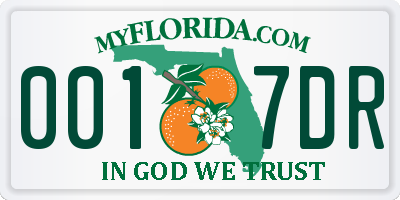 FL license plate 0017DR
