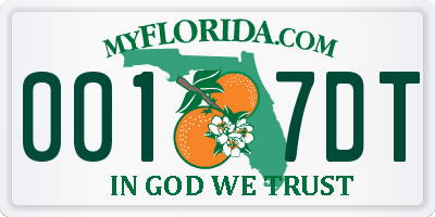 FL license plate 0017DT