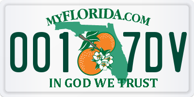 FL license plate 0017DV