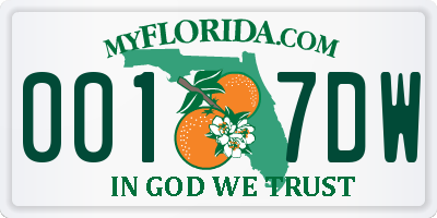 FL license plate 0017DW