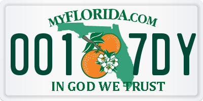 FL license plate 0017DY