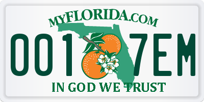 FL license plate 0017EM
