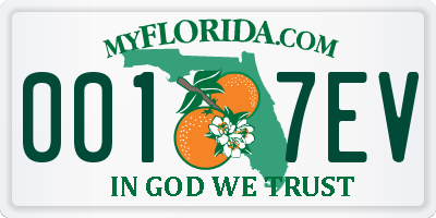 FL license plate 0017EV