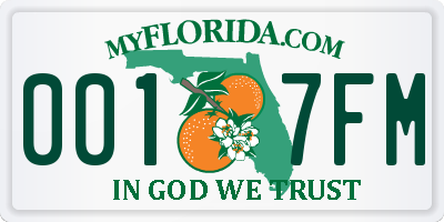 FL license plate 0017FM