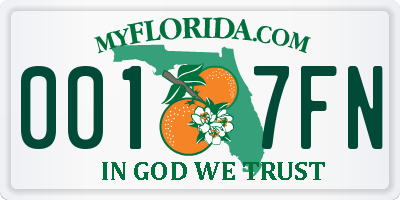 FL license plate 0017FN
