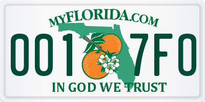 FL license plate 0017FO