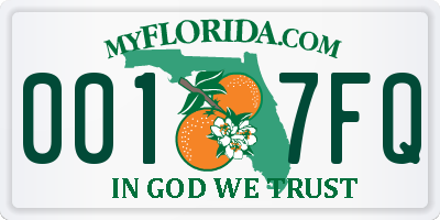FL license plate 0017FQ