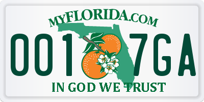 FL license plate 0017GA