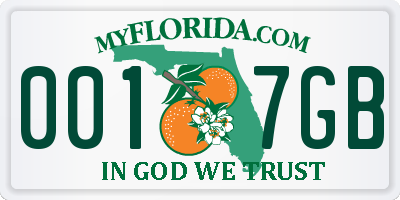 FL license plate 0017GB