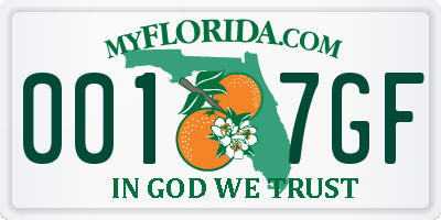 FL license plate 0017GF