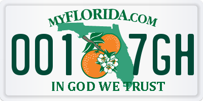 FL license plate 0017GH