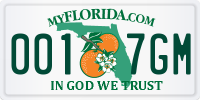 FL license plate 0017GM
