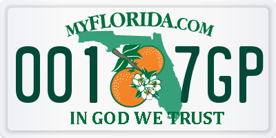 FL license plate 0017GP
