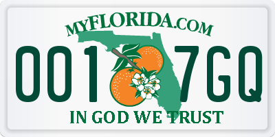 FL license plate 0017GQ