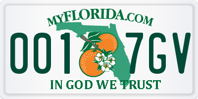 FL license plate 0017GV