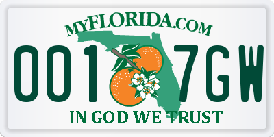FL license plate 0017GW
