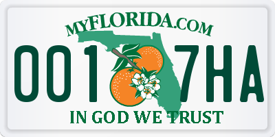 FL license plate 0017HA