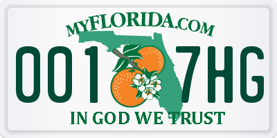FL license plate 0017HG