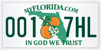 FL license plate 0017HL