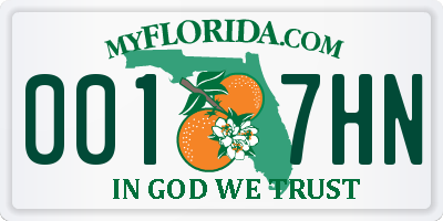 FL license plate 0017HN