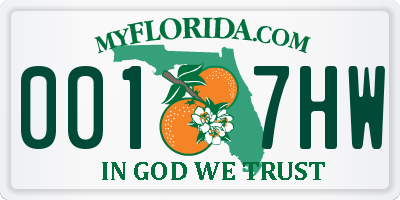 FL license plate 0017HW