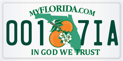 FL license plate 0017IA