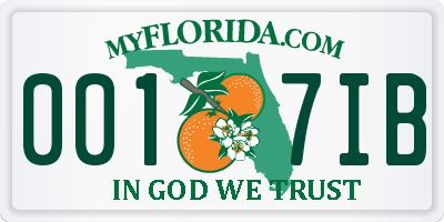 FL license plate 0017IB