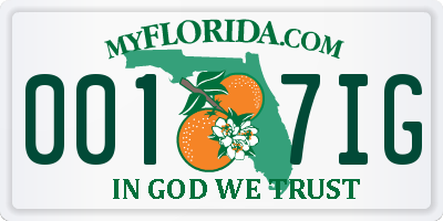 FL license plate 0017IG