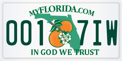 FL license plate 0017IW