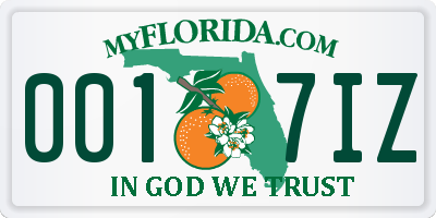 FL license plate 0017IZ