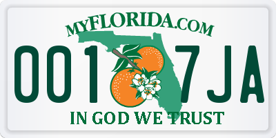 FL license plate 0017JA