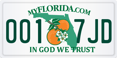 FL license plate 0017JD