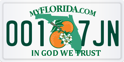 FL license plate 0017JN