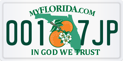 FL license plate 0017JP