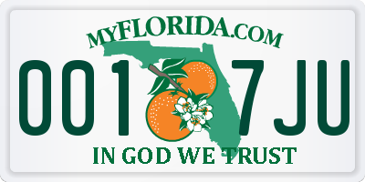 FL license plate 0017JU