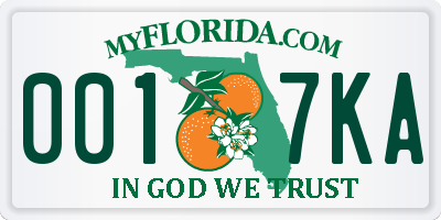 FL license plate 0017KA