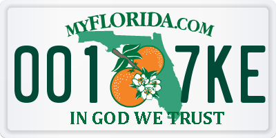 FL license plate 0017KE